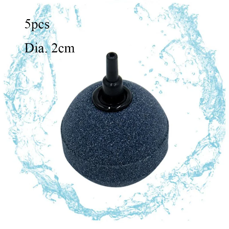 5pcs Aquarium Mini Round Mineral Bubble Air Stone Pond Fish Tank Pump Aerator Aeration Hydroponic Oxygen Airstone Accessories