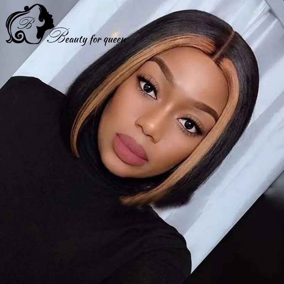 Perruque Bob Lace Frontal Wig Remy brésilienne naturelle, cheveux humains, pre-plucked, Transparent HD, 180%, pour femmes