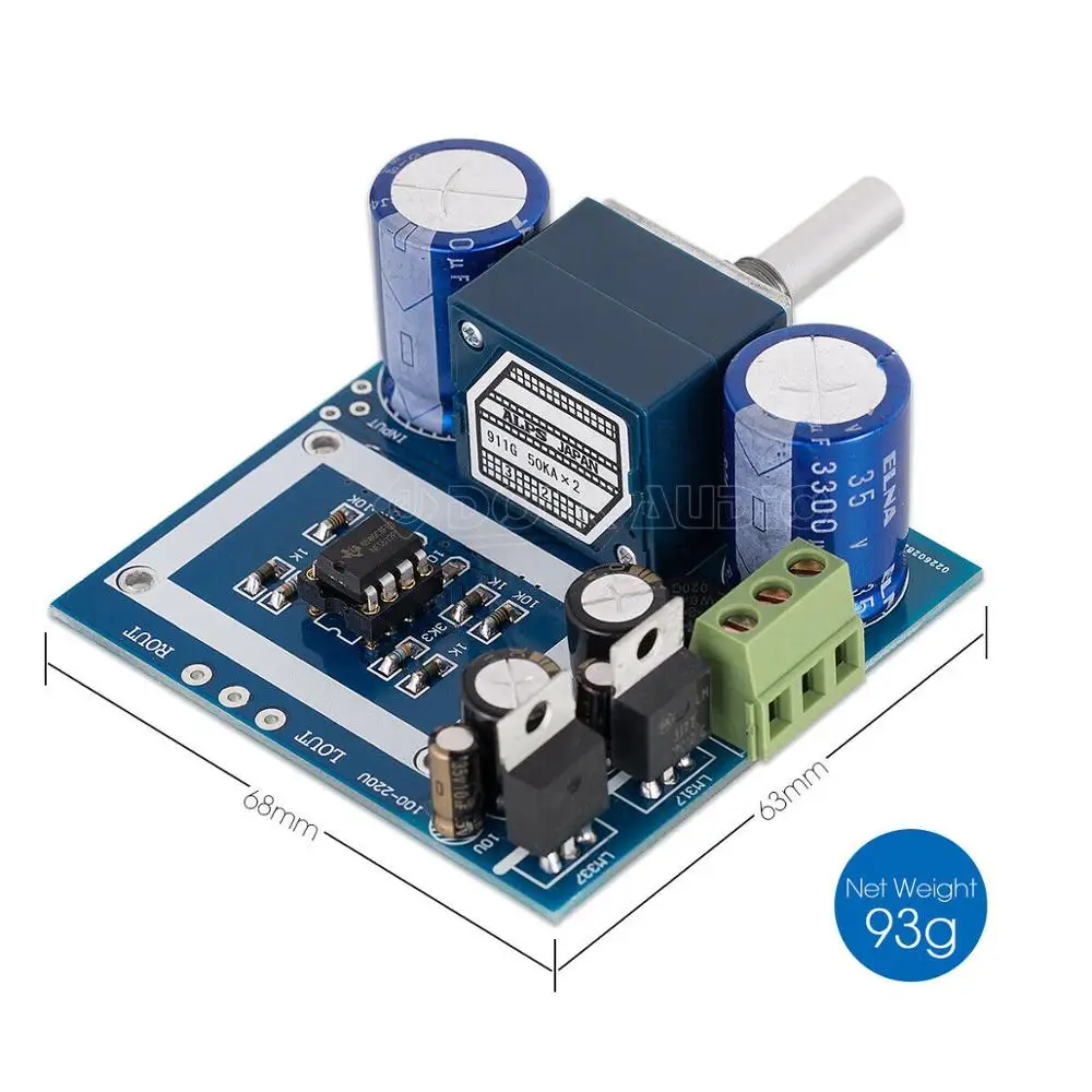 Nobsound-Módulo preamplificador de Audio estéreo, placa ALPS con blindaje, Full DC, Hi-Fi, op-amp