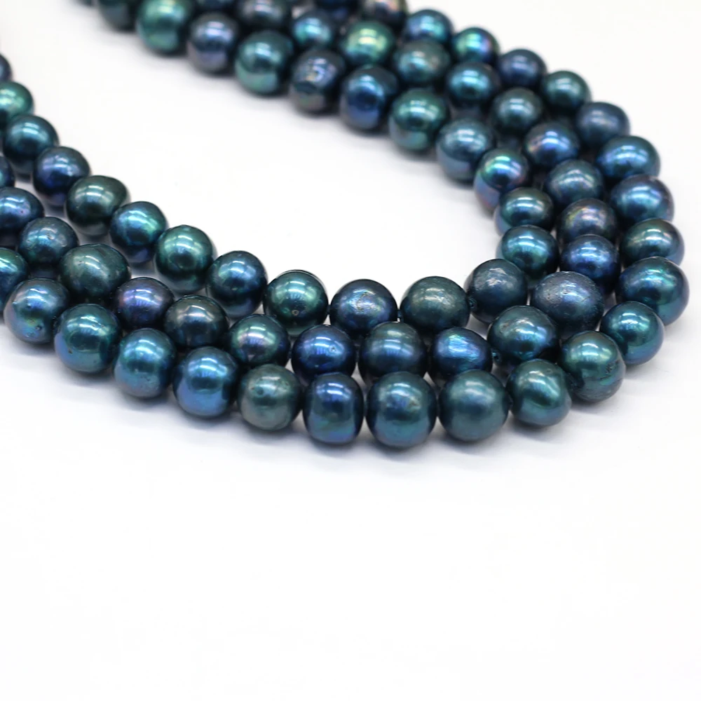 Quality Natural Freshwater Pearl Beads Blue Green Round Loose Pearls For DIY Charm Bracelet Necklace Jewelry Accessories Making