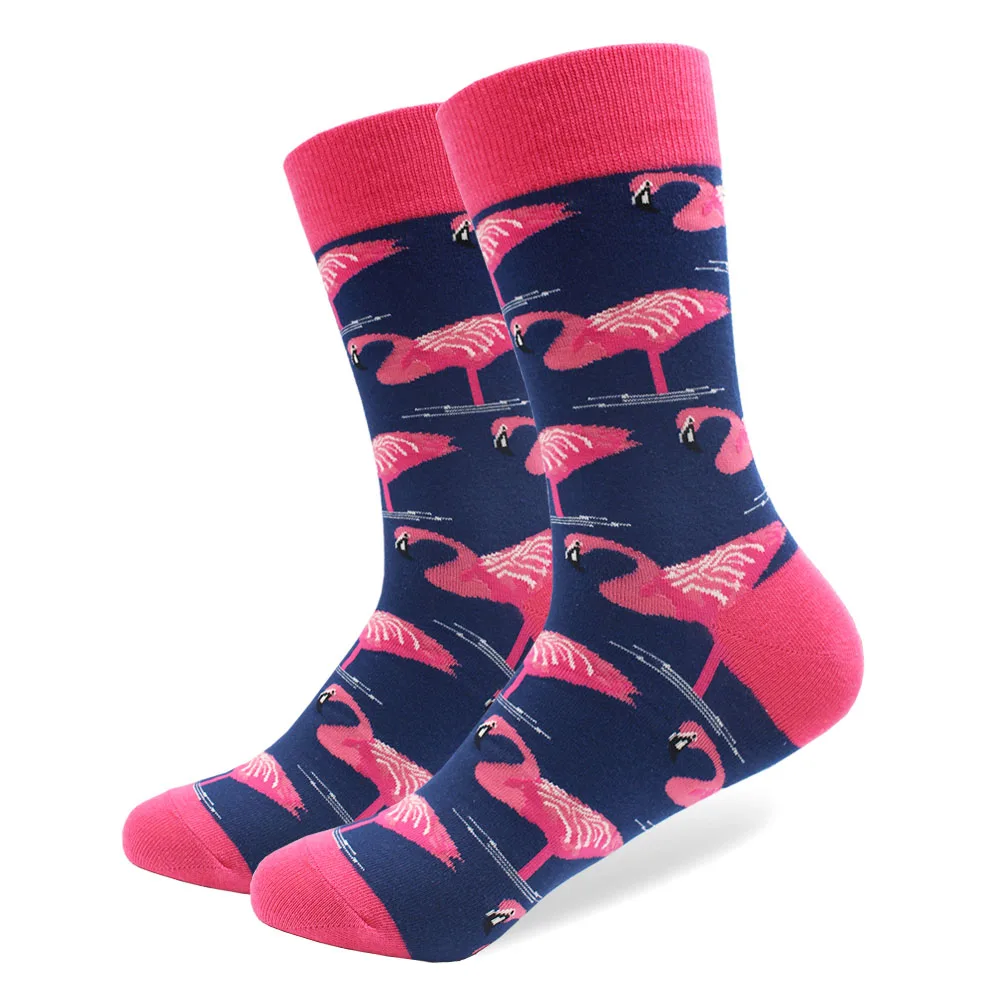 Bunte Gekämmte Baumwolle Socken Donut Avocado Flamingo Blätter Männer Socke Neuheit Skateboard Crew Casual Warme Glücklich Designer Socken