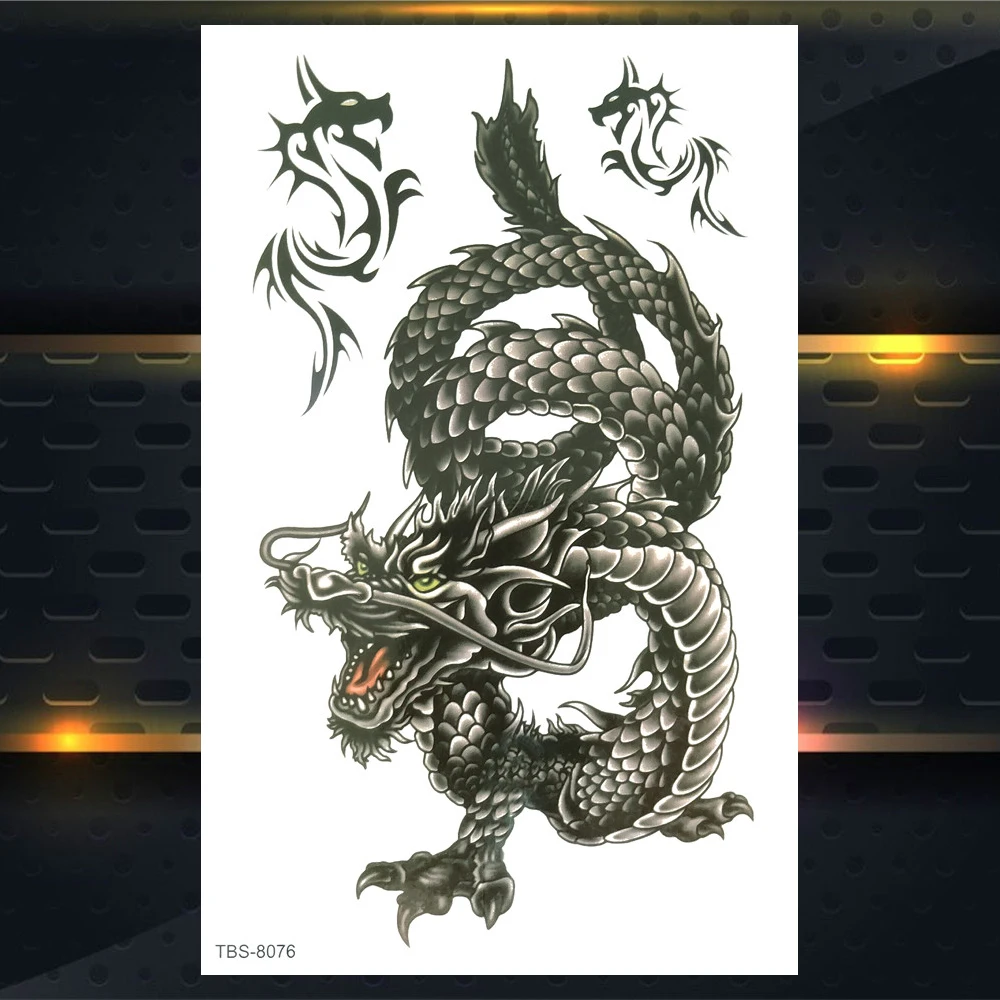 Minimalistische Dragon Fake Tijdelijke Tatoeages Voor Mannen Vrouwen Geometrische Wolf Tattoo Sticker Fire Green Snake Tatoo Lakens Body Arm Hand