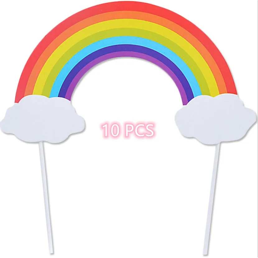 PACK of 10PCS Rainbow Cake Topper Cake Insert Cake Decoration Birthday Party Supplies for Kids