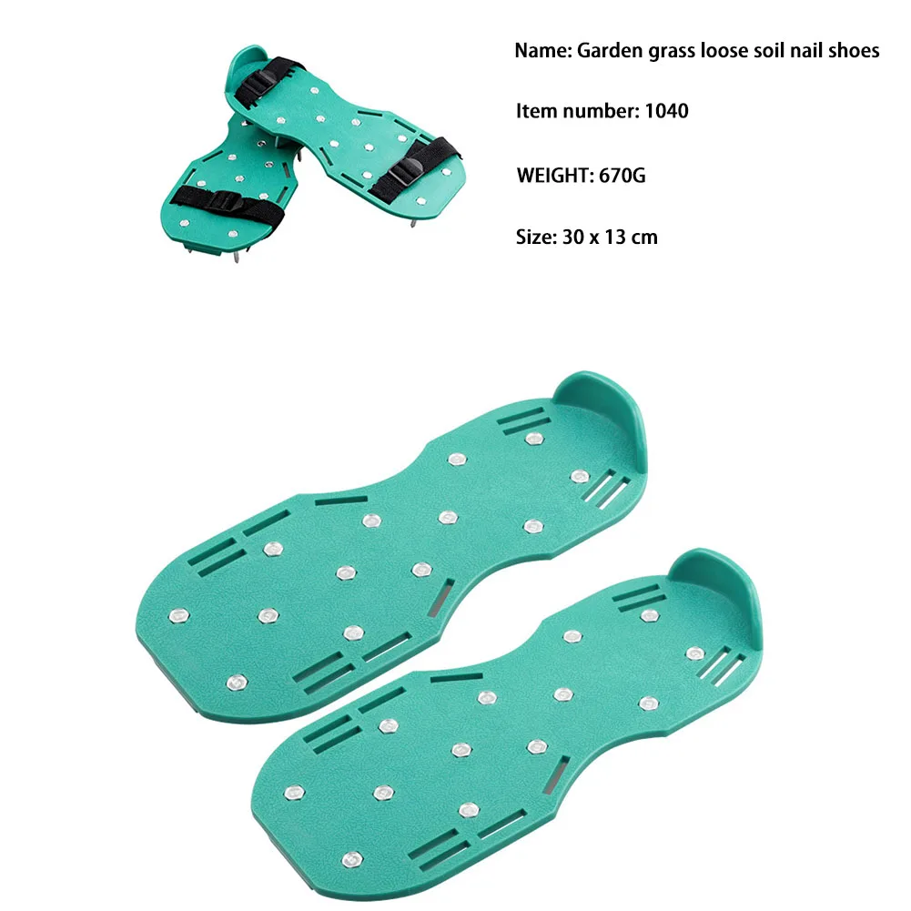 1 paio di scarpe Nail coltivatore cortile attrezzo da giardino prato aeratore scarpe lacci giardino cortile erba coltivatore scarificazione strumento per unghie