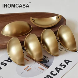 IHOMCASA 64mmHole Pitch Semicircle Shell Kitchen Cabinet Drawer Knob Wardrobe Door Handle Cabinet Pull Furniture Hardware Handle