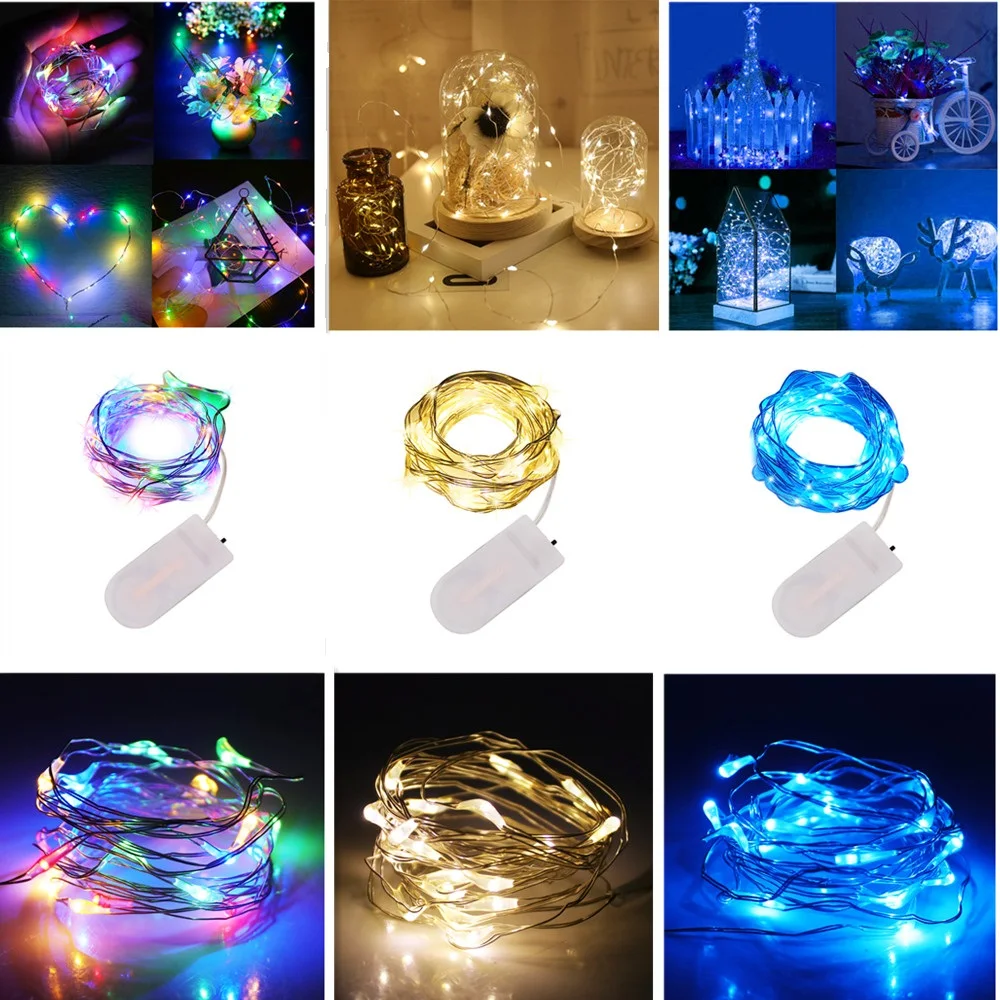 Waterproof Fairy Light Mini CR2032 Battery Powered Copper Wire String Lamps Garland Christmas Party Lighting Decoration