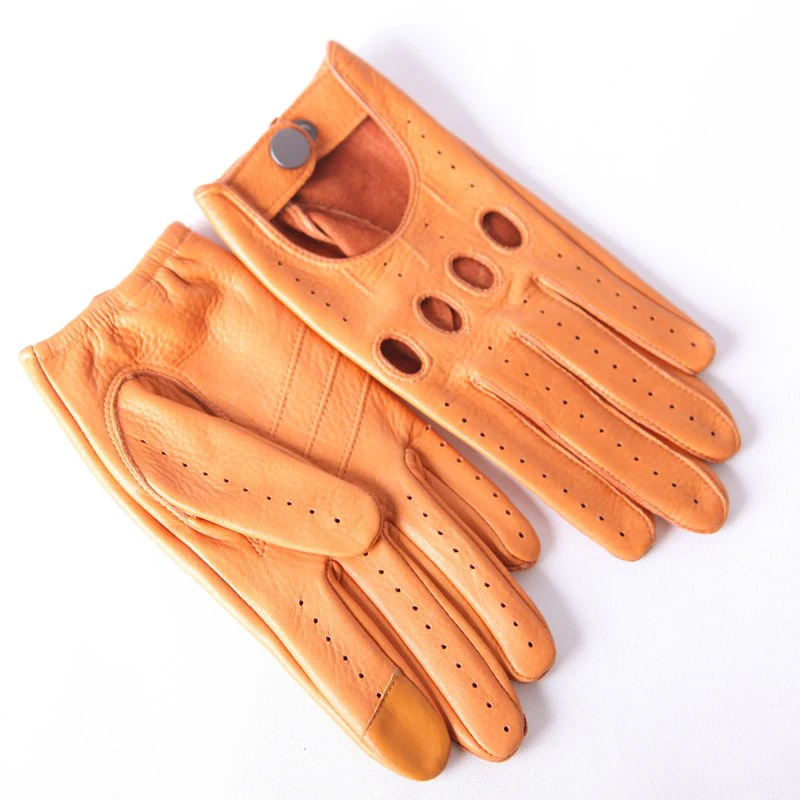 Men Deerskin Gloves High Quality Breathable Real Deerskin Driving Leather Gloves Male Fingers Touchscreen Unlined M-XL M062