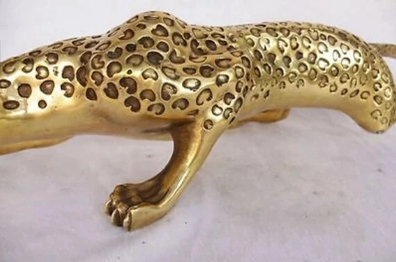 13 Inch Copper Animal Sculpture, Run Cheetah Statue Sculpture, Leopard Panther, Nordic Decoration For Him