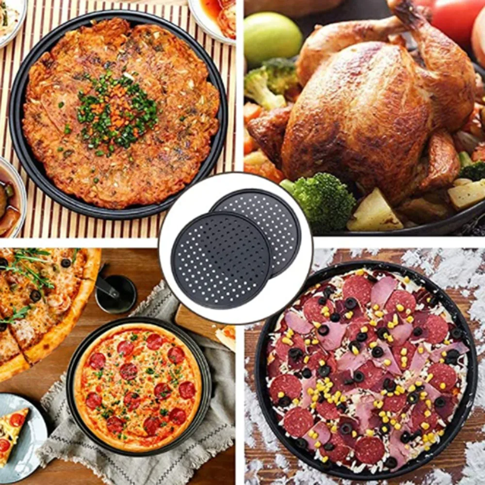 

Pizza Pan with Holes 12 inch Round Pizza Crisper Pan Pizza Baking Bakeware for Home Restaurant Kitchen