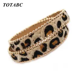 New product Fashion Leopard Leather Bracelets For Women Boho Gold Color Button Vintage Wrap Bracelet Christmas Punk Jewelry