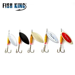 FISH KING Spinner Bait 0.125oz 0.2oz 0.33oz 0.5oz 1oz Spoon Lures Metal With Treble Hooks Arttificial Bass Bait Fishing Lure
