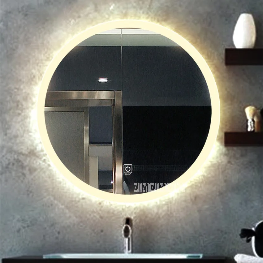 

CTL304 50CM Upgrade 2-color Light Smart Mirror Wall-mounted LED Bathroom Mirror Round Touch Screen Vanity Mirror 110V/220V