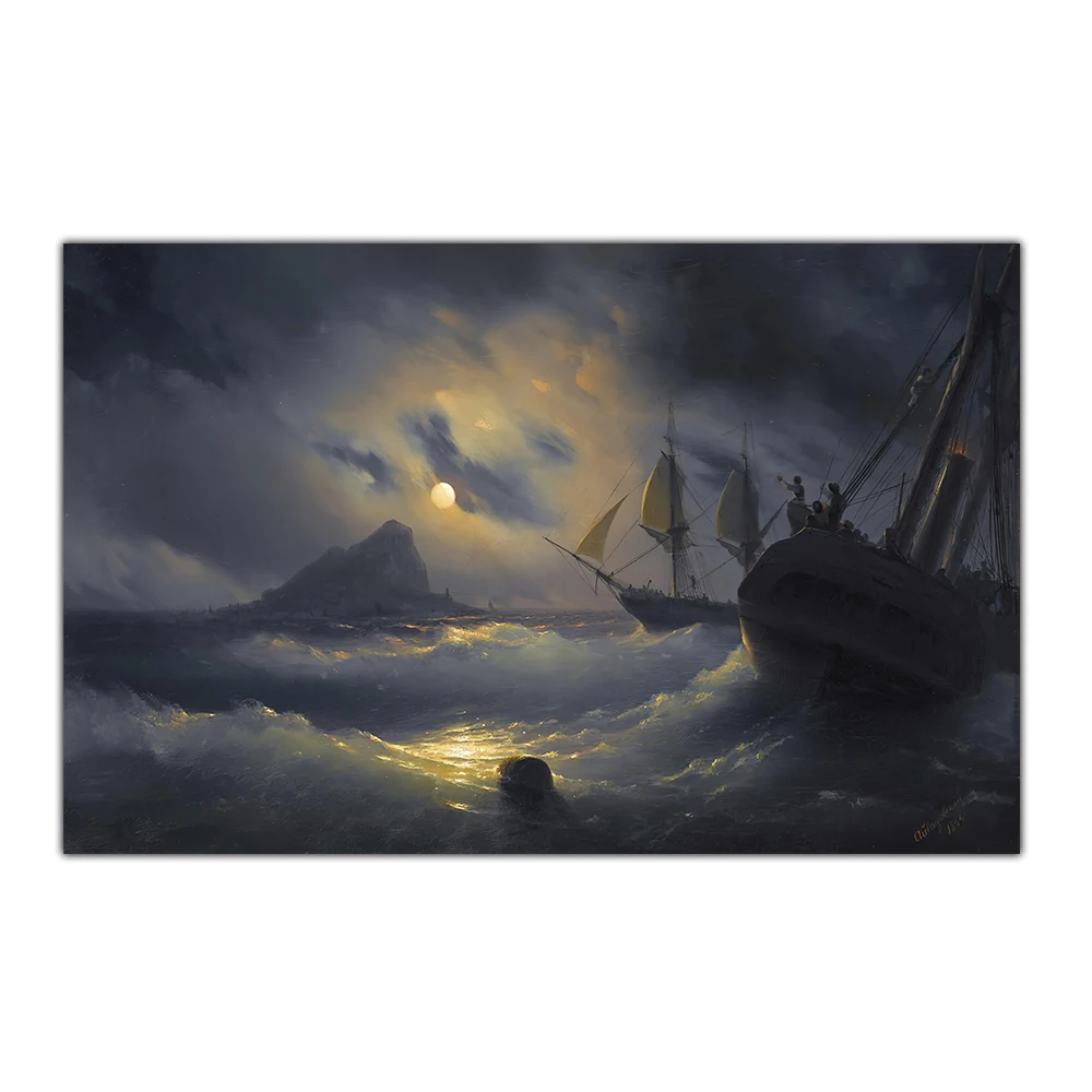 قماش النفط اللوحة للديكور المنزل ، طباعة ملصق ، صورة ، الحديثة جدار ديكور ، غرفة المعيشة ، شروق الشمس ليلا