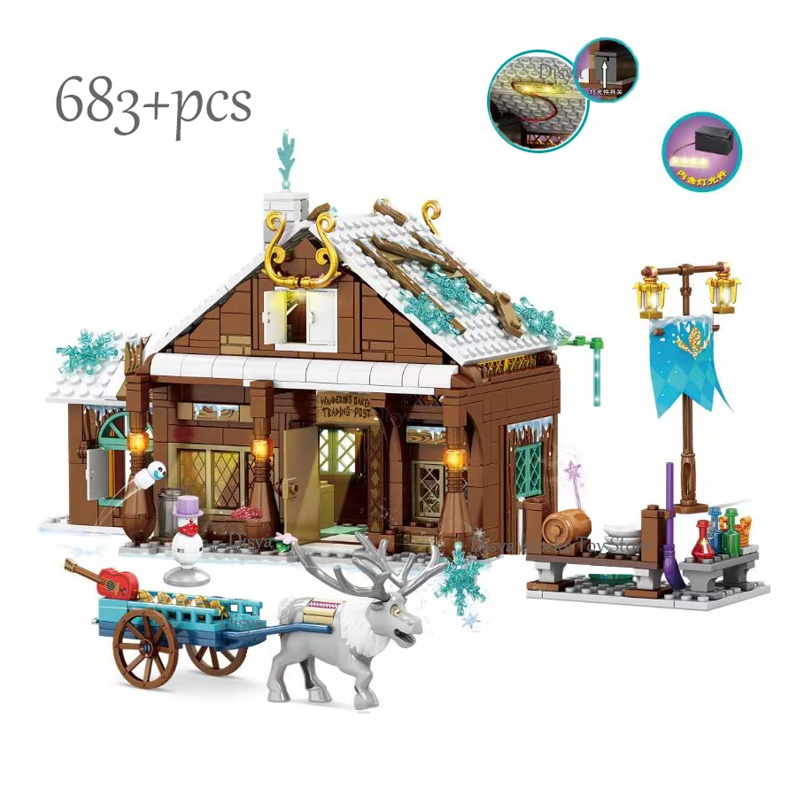 NEW 2021 Disney Frozen Princess Elsa Anna Ice Castle Building Model Block Set children toy Birthday Christmas gift