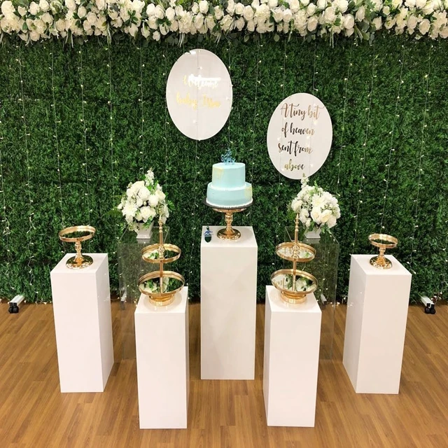 

Birthday Party Displays Round mental Plinths Pedestal White Pillar Stand rectangle Plinth Wedding baby shower decoration 266