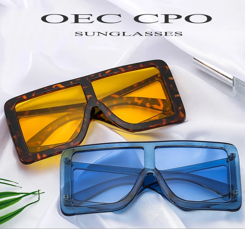 OEC-MANAGEMENT CPO Ein Stück Goggle Sonnenbrille Frauen Übergroßen Quadratischen Gläser Mode Rosa Grau Sonnenbrille Männer Retro Brillen UV400 – Detail 1