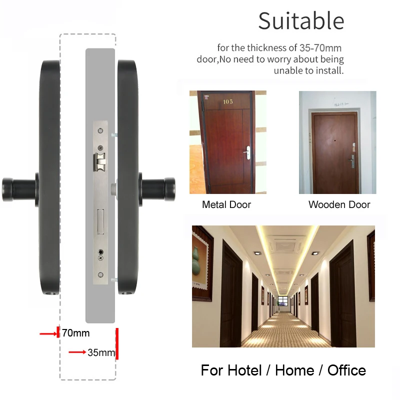 RAYKUBE Electronic Door Lock 13.56Mhz M1 Card Password Bluetooth TT Lock APP Unlock For Hotel / Home /  Office R-FG3BT