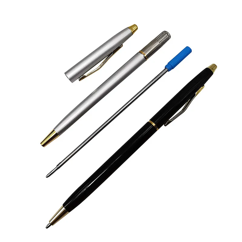 1Pcs Metal pen Stainless Steel Rod Rotating Metal Ballpoint Pen Commercial Ballpoint Pen Gift Stationery Luxury crystal pen