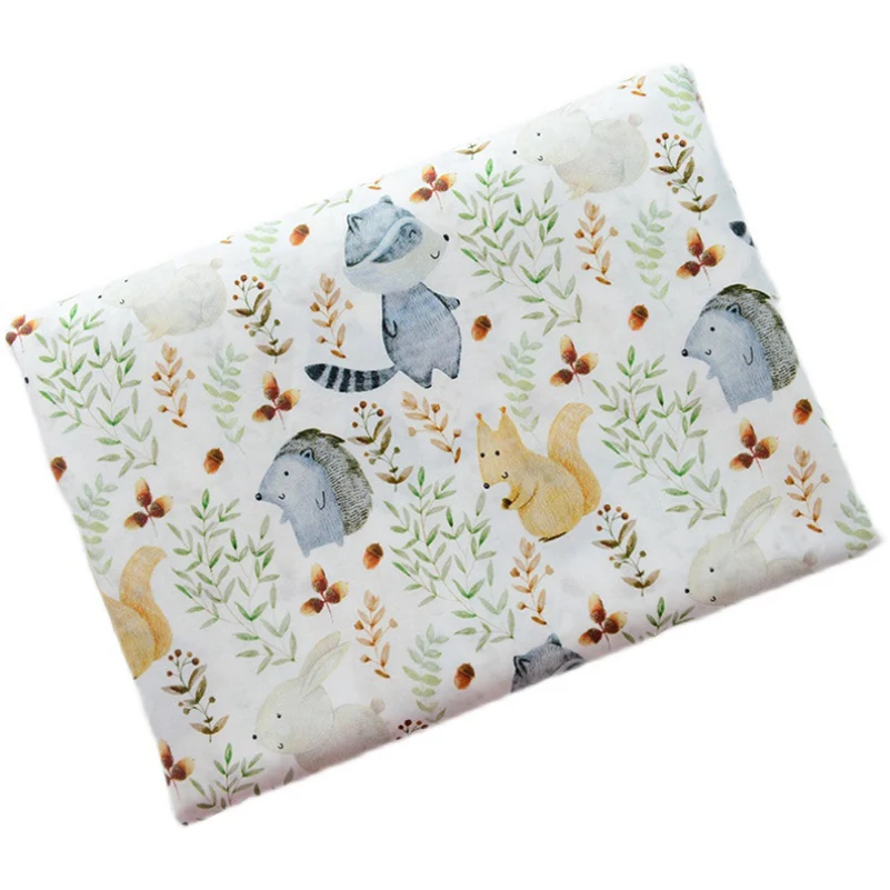 60S Cartoon Animals Cotton Digital Printing Fabric Soft Breathable For Tops Dresses Shirts Per Meters