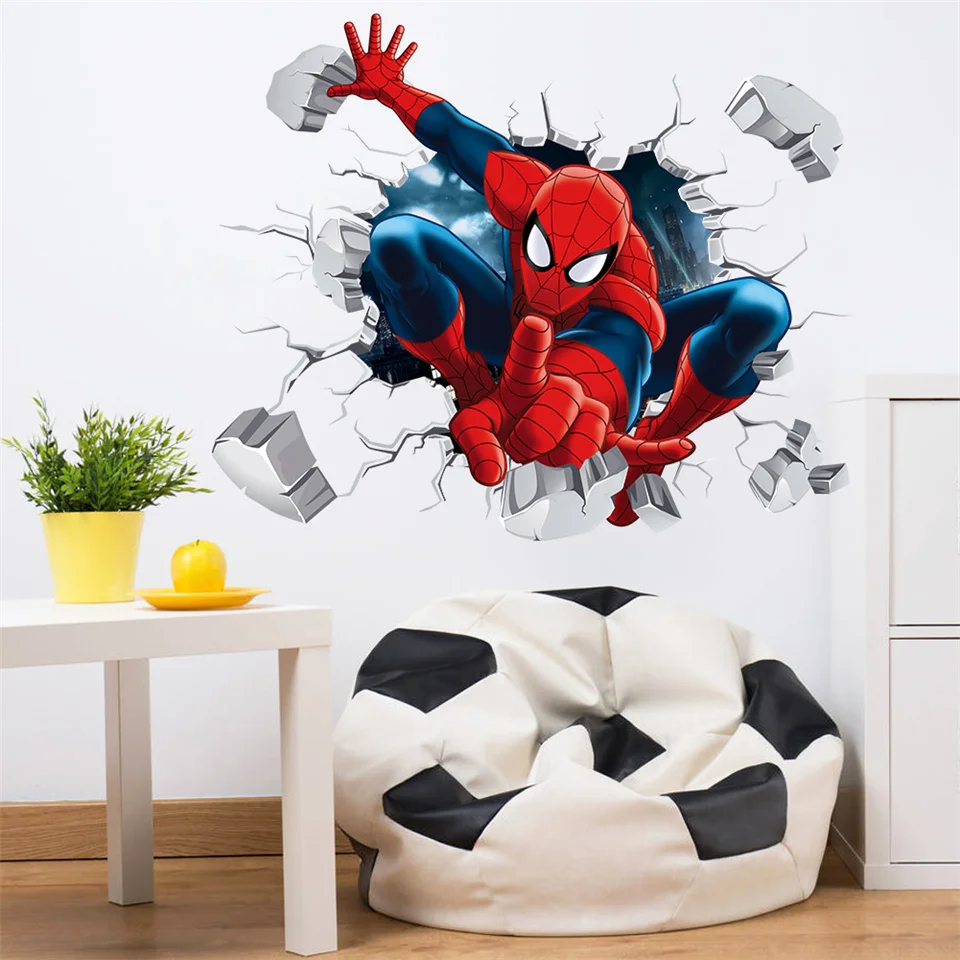 Adesivo murale 3D Spiderman per camera dei ragazzi adesivo per camera da letto per bambini vinile murale Spider Man gesto classico murale regalo