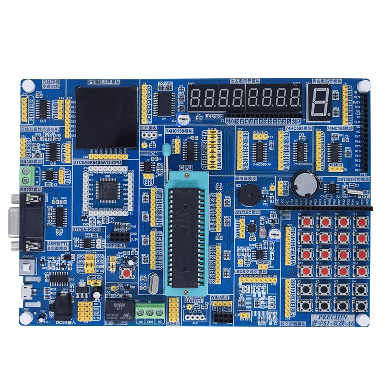 51 MCU Development Board STC89C52 + STC8A8K Dual Core AVR Learning Board + Touchable Color LCD + Motor + AD DA + 51 Simulator