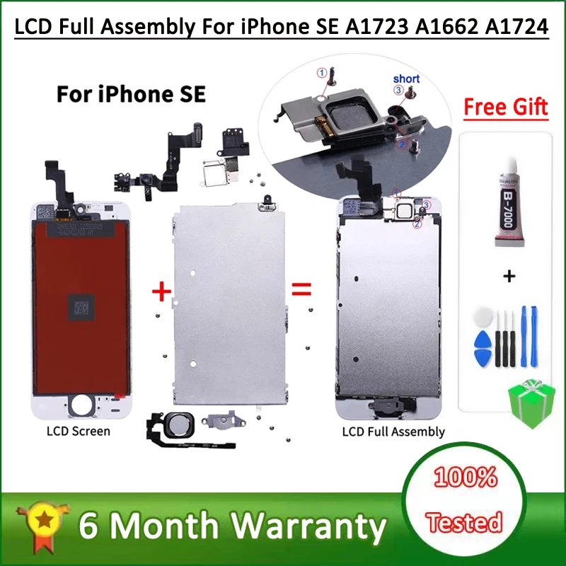 AAA+++ Full set LCD Display For iPhone SE Touch Screen Digitizer Assembly A1723 A1662 A1724 LCD Screen+home button +front camera