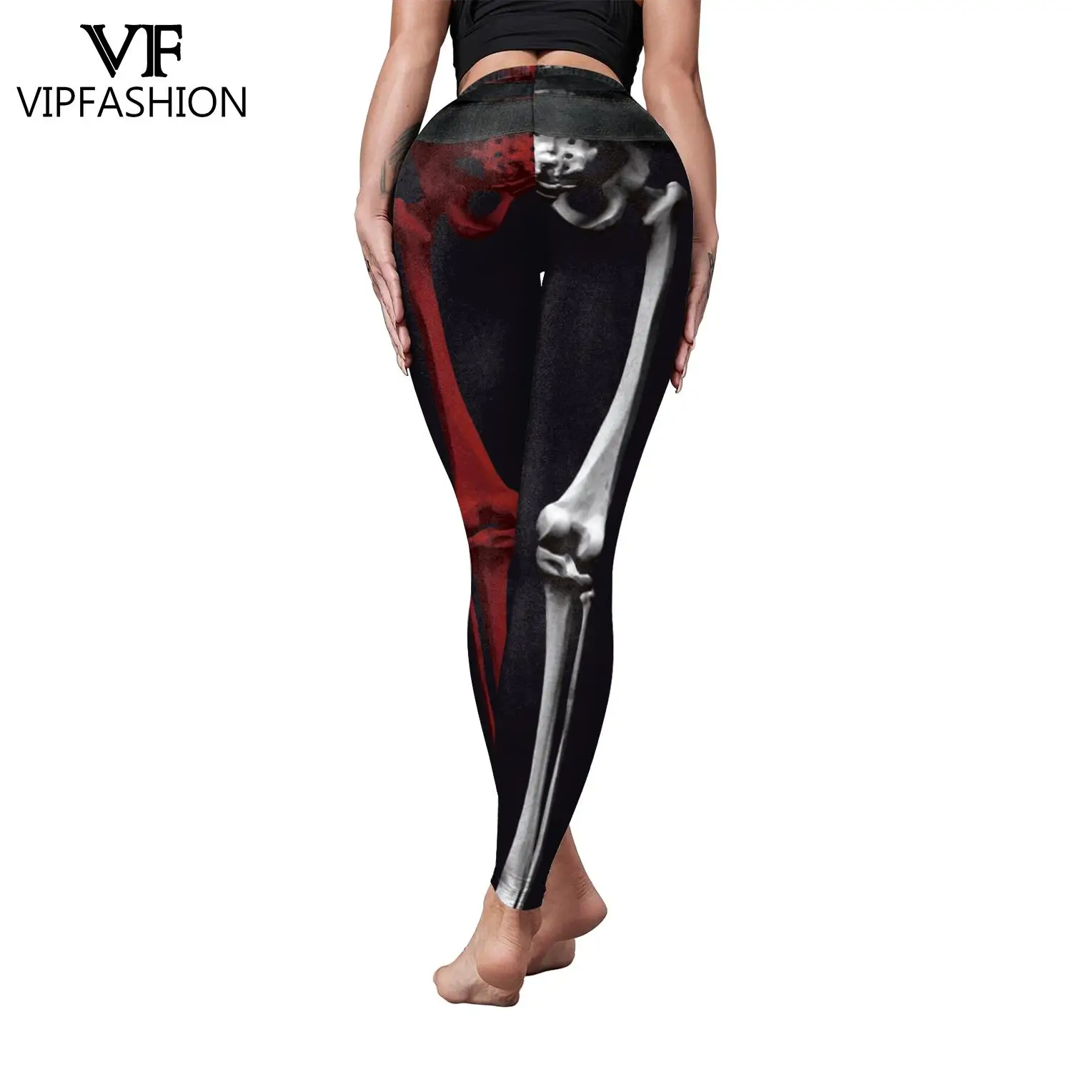 Vip Fashion 220gsm Melkzijde Vrouwen Skelet 3d Geprint Leggin Elastische Strakke Broek Push Up Fitness Leggings Broek