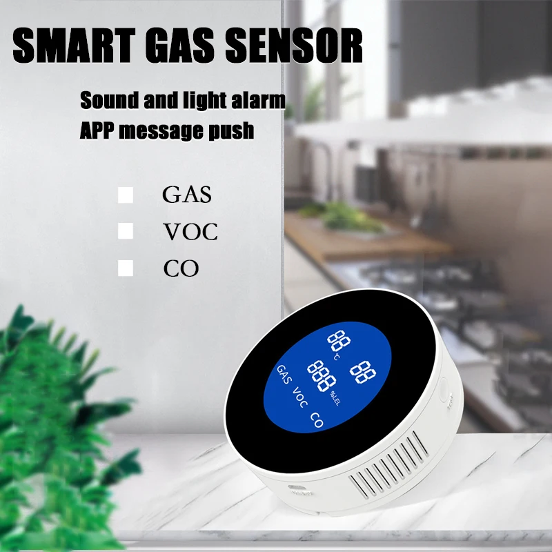 

WiFi Natural Gas Detector/Propane Detector, Natural Gas Alarm for Home with LCD Display Plug-in Voice Sound/Light Warning