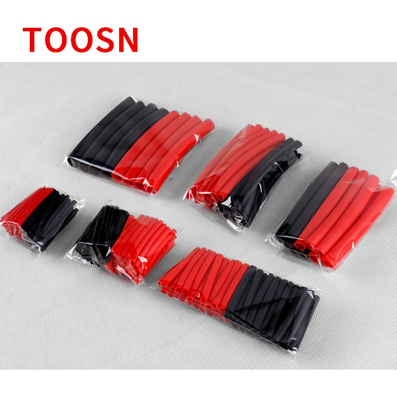 

TOOSN 270Pcs 3:1 red black Heat Shrink Tube with Glue Dual Wall Tubing Cable Sleeve Tube Set 6 Size kit shrinkable tube