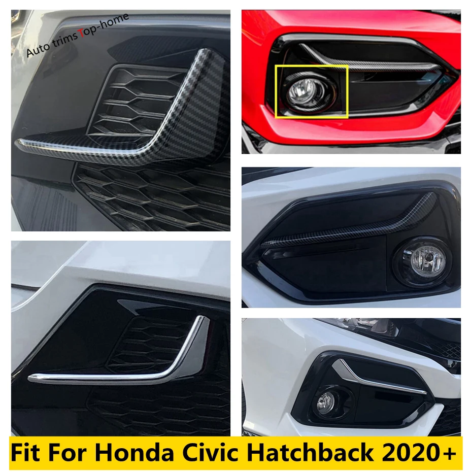 

Front Rear Bumper Fog Lights Lamps Eyelid Eyebrow Stripes Circle Cover Trim ABS Exterior Kit For Honda Civic Hatchback 2020 2021