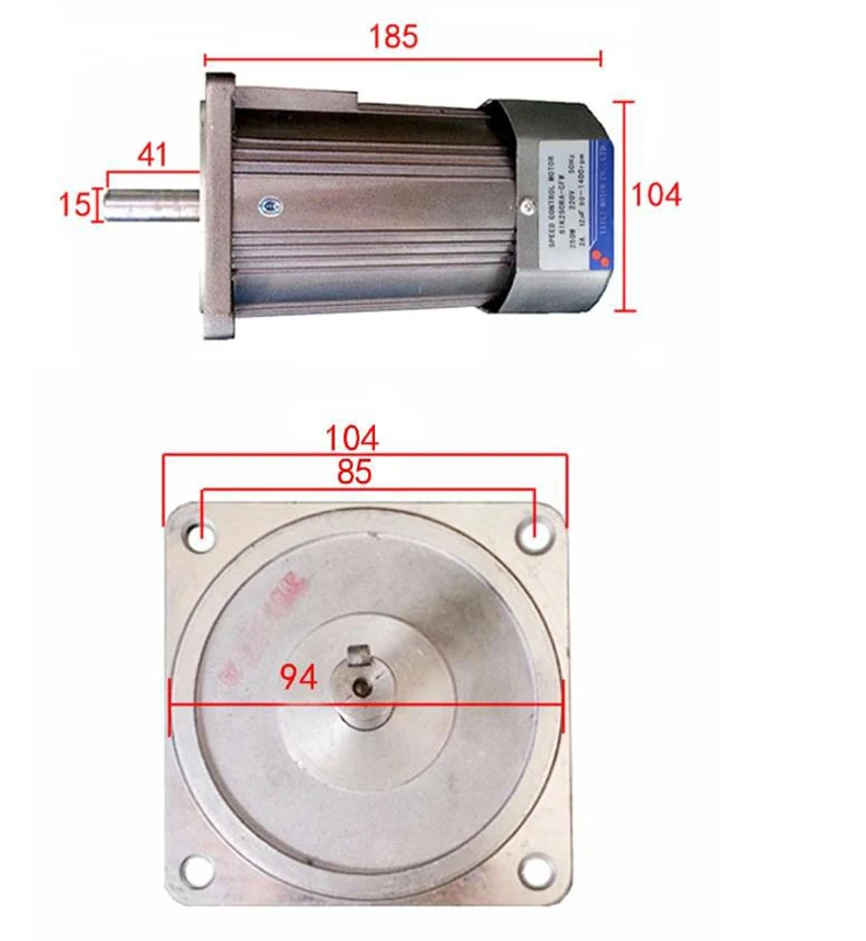 Motorreductor de eje óptico de 200W AC 220V1400 rpm/2800 rpm motor de velocidad ajustable