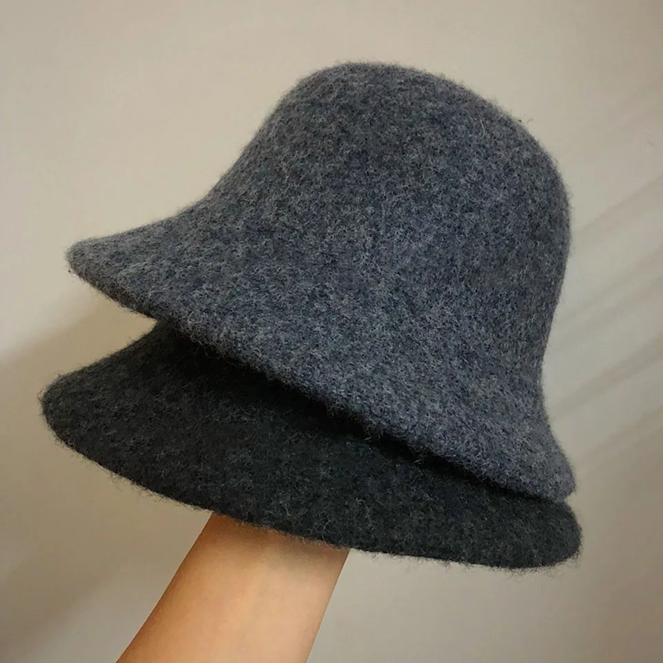 Herbst Winter Wolle Eimer Hut Frauen Mode Vintage Fischer Hüte vielseitige Kappe Frühling Filz Hut 6 Farben faltbar versand kostenfrei – Detail 19