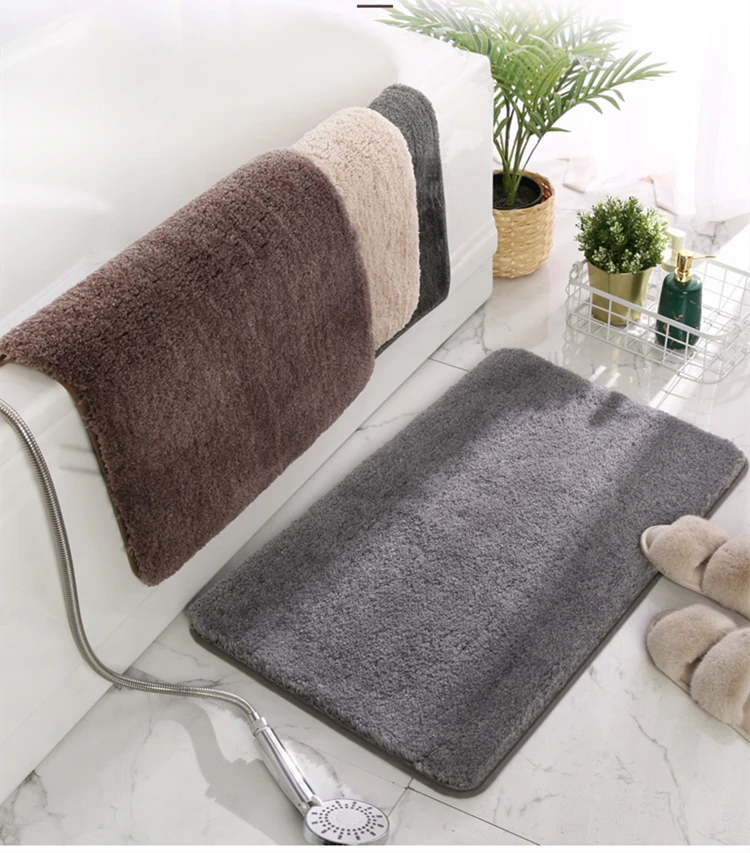 Extra Thicken Bathroom Bath Mat Microfiber Solid Color Toilet Rugs Large Size Floor Carpets for Lavatory Washroom Bathtub Side