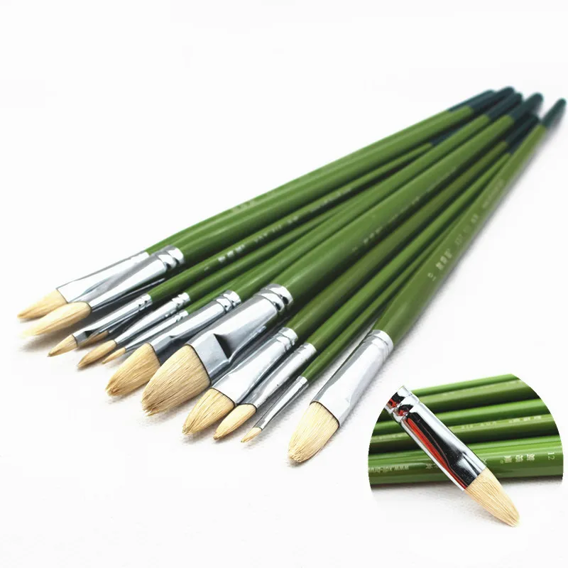 12pcs Art Paint Brush Bristles Pinceles Para Acrilico Y Oleo Paint Brush for Water Color Oil Acrylic Painting Art Pincel Pintura