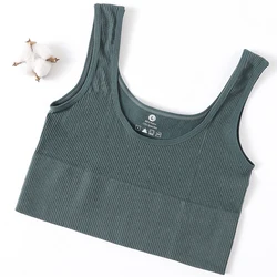 Women Crop Top Seamless Underwear Ribbed Bralette O-Neck Bra Tops Female Camis Crop Top Fashion Tanks Top Streetwear Camisole