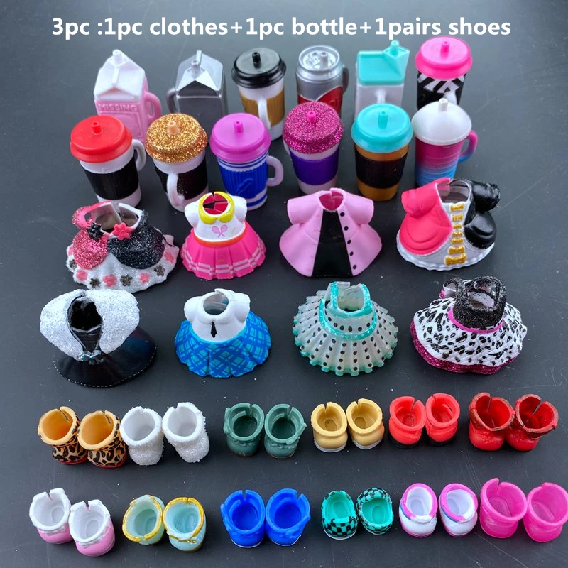 3pc doll clothes, bottles, shoes accessories for doll accessories hot sale Original doll Accessories