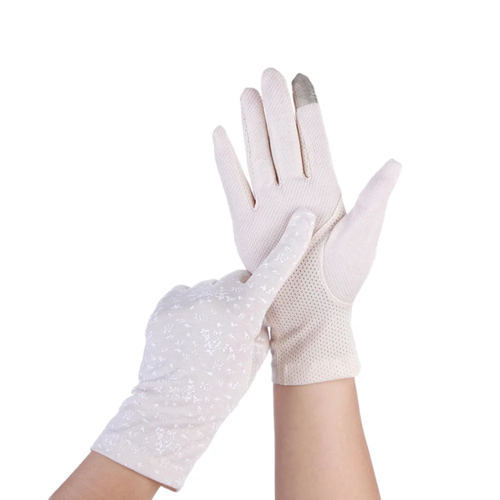 Guantes antideslizantes de talla única para pantalla táctil, algodón corto, protección UV pura, protección solar elástica