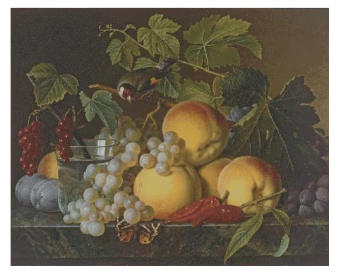 Still life Fruit Peach Grapes Needlework Crafts 14CT Unprinted Embroidery Quality Counted Cross Stitch Kits DIY Oil Painting Art