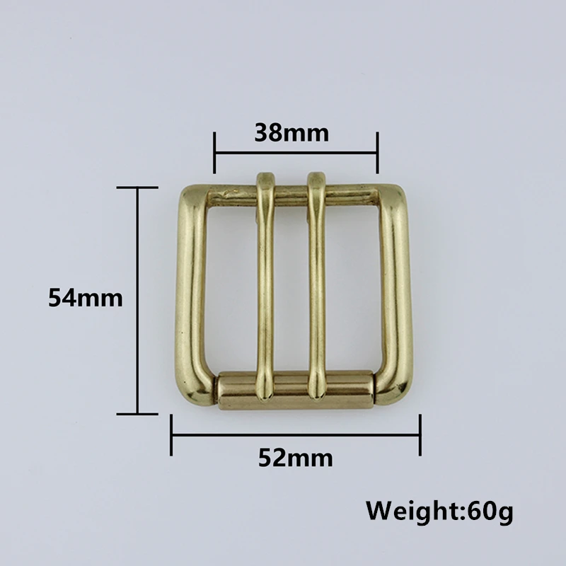 Solid Brass Roller Belt Buckle for Men Leather Craft Hardware Double Pins BOR Finish 38mm Accessories