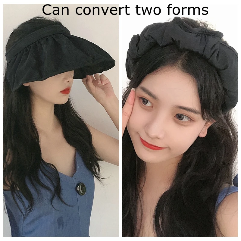 Dual Use Summer Visors Cap Foldable Wide Large Brim Sun Hat Beach Hats for Women Hair Accessories