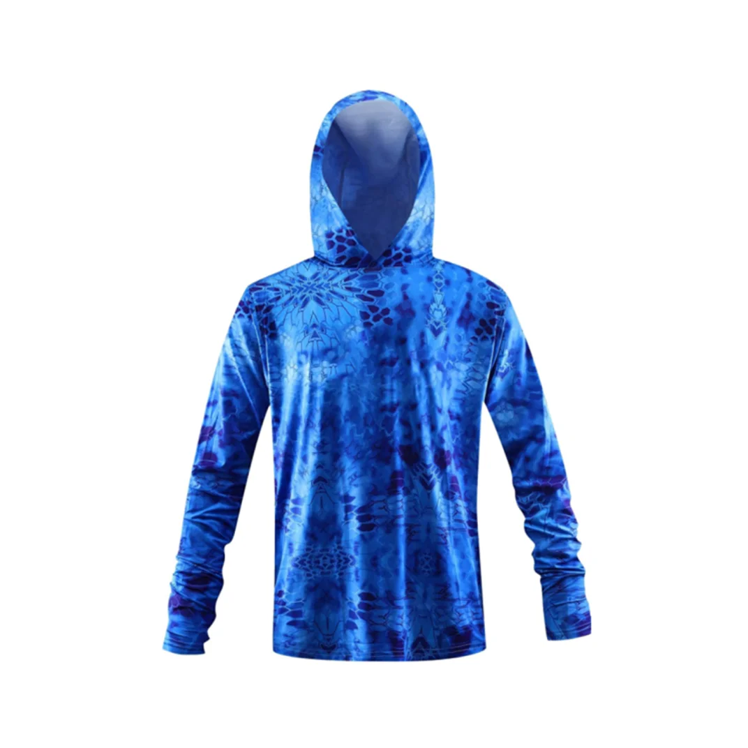 2021 Custom Sublimation Men's Long Sleeve Jersey Hoodie Breathable Tournament Fishing Shirts UV Protection 50+ Fishing Clothing