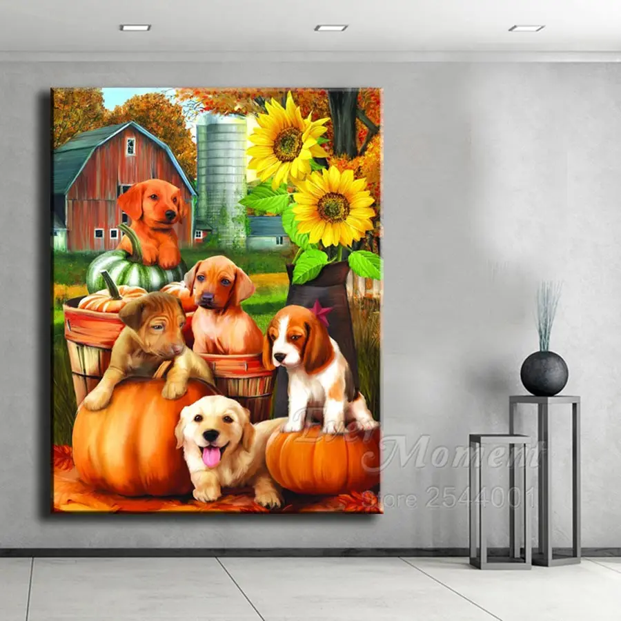 Ever Moment Diamond Painting Animals Pumpkin Halloween Full Square Round Drill 5D DIY Mosaic Embroidery Cross Stitch ASF1915