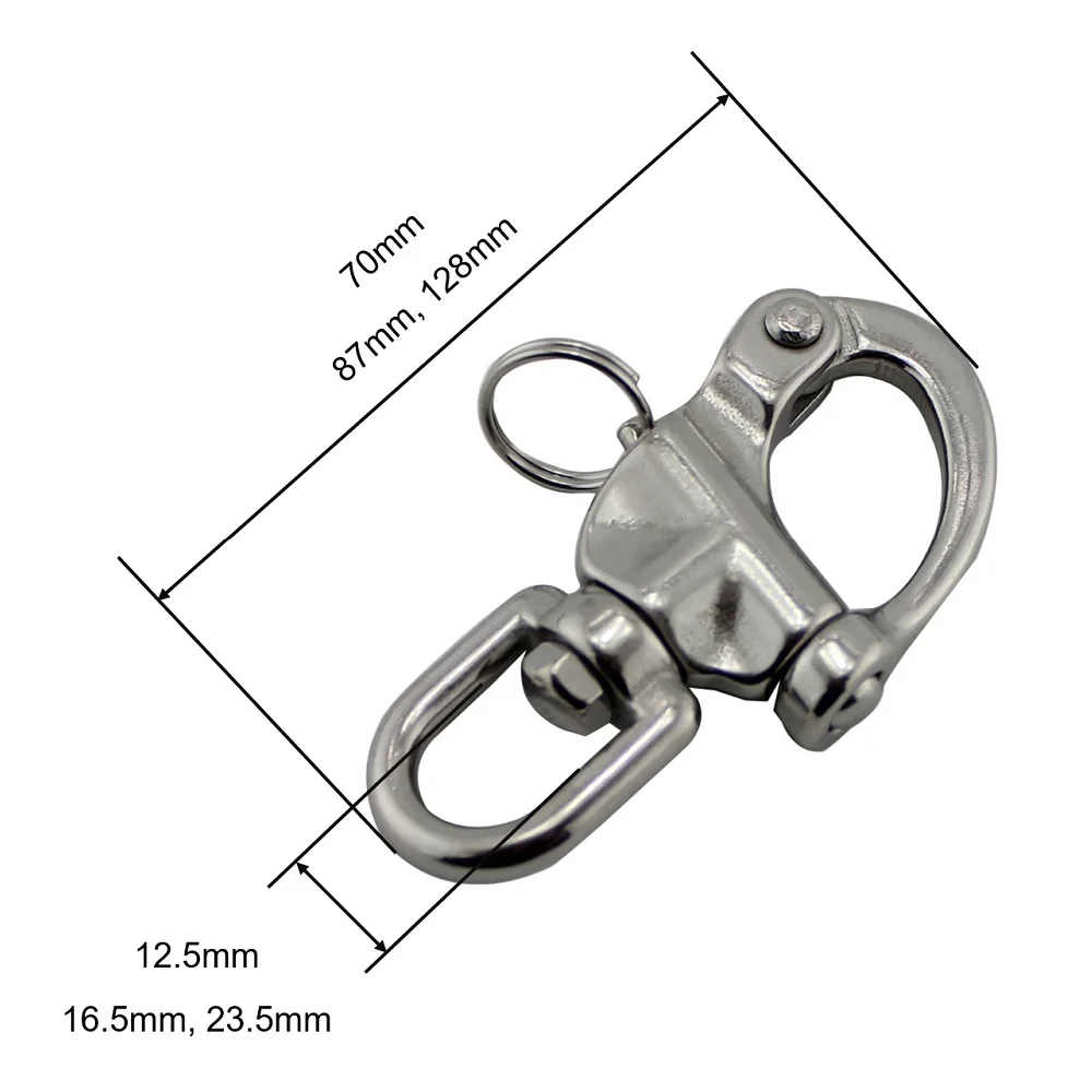 5PCS Stainless Steel 316 Mooring Quick Release Spring Swivel Snap Shackle 70mm 87mm 128mm Swivel Shackle For Lifting Strap Sale