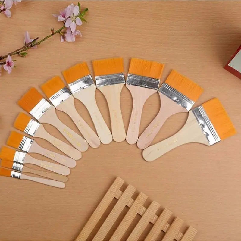 12Pcs Artist Paint Brush Set Nylon Hair Watercolor Acrylic Oil Painting Supplies