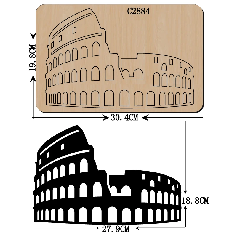 

New Castle Wooden Die for Scrapbooking, Cutting Dies, Multiple Sizes, Compatible with Most Die Cutting Machines, C2884