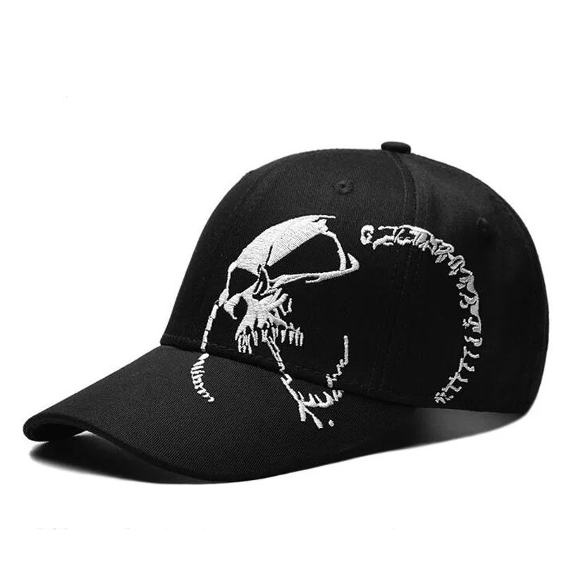 2023 Embroidered Skull Cap For Men Cotton Sports Baseball Caps Fashion Black Pattern Women Snapback Army Male Cap Hip Hop Bone