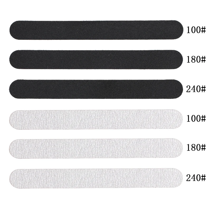 Gerade Ersatz-Nagelfeile 100/180/240, 10 Stück, grau/schwarz, abnehmbares Schleifpapier mit Edelstahlgriff, Metall-Schleiffeilen – Detail 2