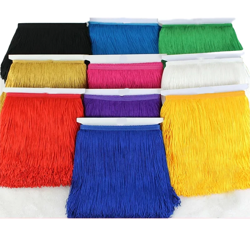 25cm wide Fringe Lace Tassel Polyester Trim Ribbon Latin Dance Skirt Curtain Fringes for Sewing DIY Accessories