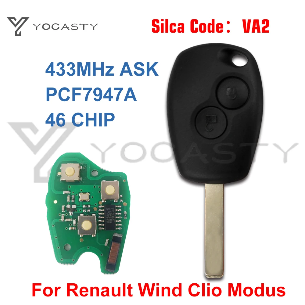 YOCASTY-mando a distancia PCF7946A PCF7947A VA2 Wind para Renault Clio Modus Kangoo Master Twingo 2004 2005 2006 2014 2015