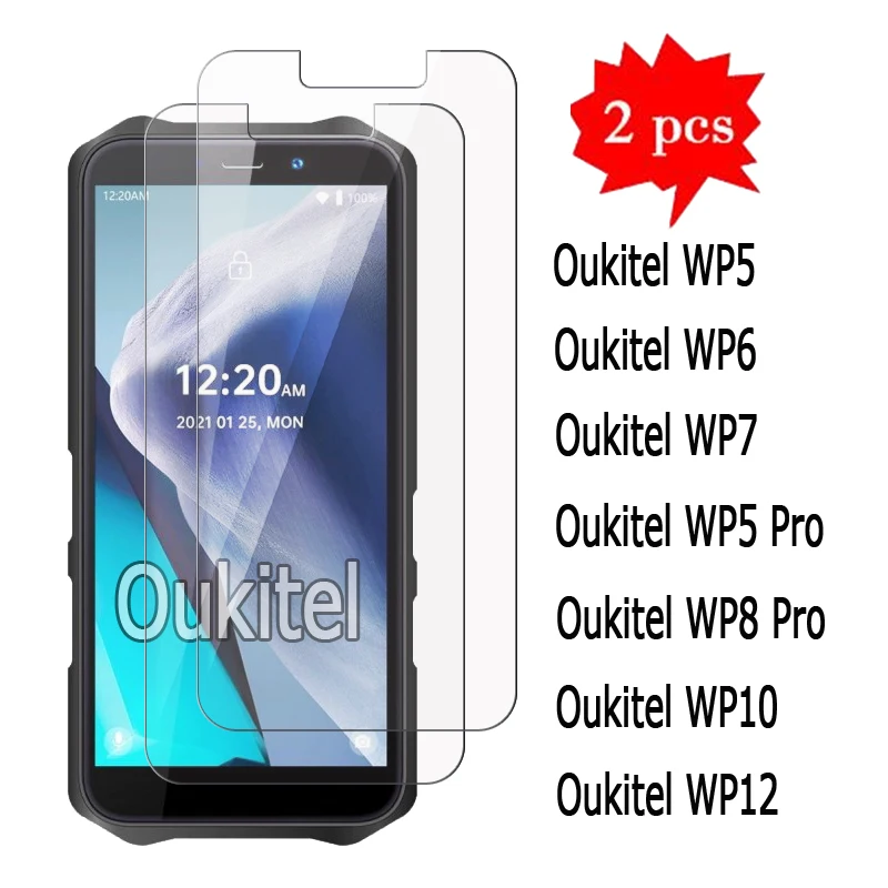 2-1Pcs For Oukitel WP12 WP10 WP7 WP6 WP5 Pro Tempered Glass Oukitel WP 12 10 5 6 7 8 Phone Front Screen Protector Film Cover